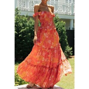 ABEL THE LABEL NWT Flower Power Tiered Smocked Maxi Dress XS